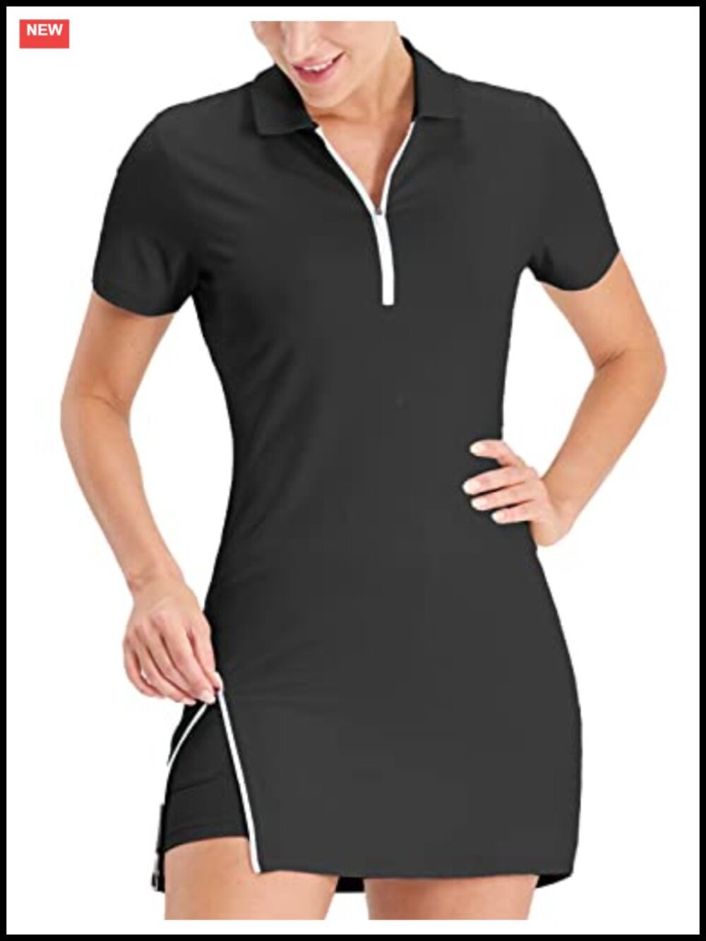 Tennis Golf Dress with Built-in Shorts Pockets Half-Zip Athletic
